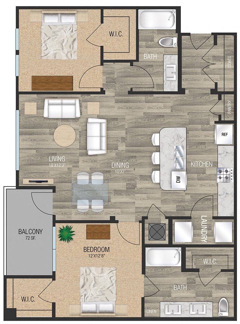 Two bedroom floor plan